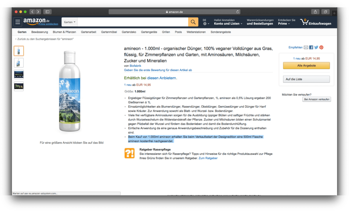 Amineon Amazon, heute Blattwerk